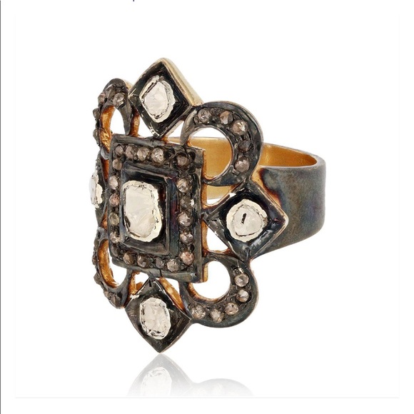 🍁Make Offer🍁.69ctw Silver and Gold Diamond Ring. No gold. - Picture 2 of 5